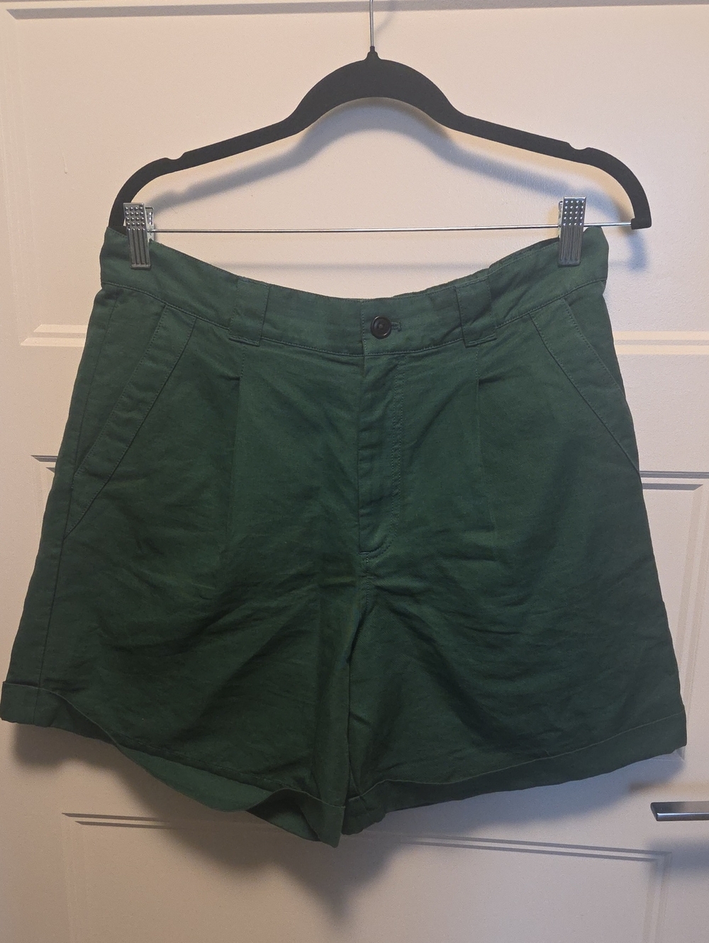Alex Mill Forest Green High-Rise Bermuda Shorts